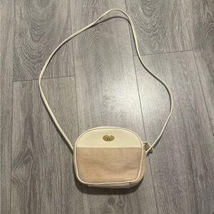 Vintage Etienne Aigner Cream Mini Crossbody Purse | Neutral Woven Panel Bag